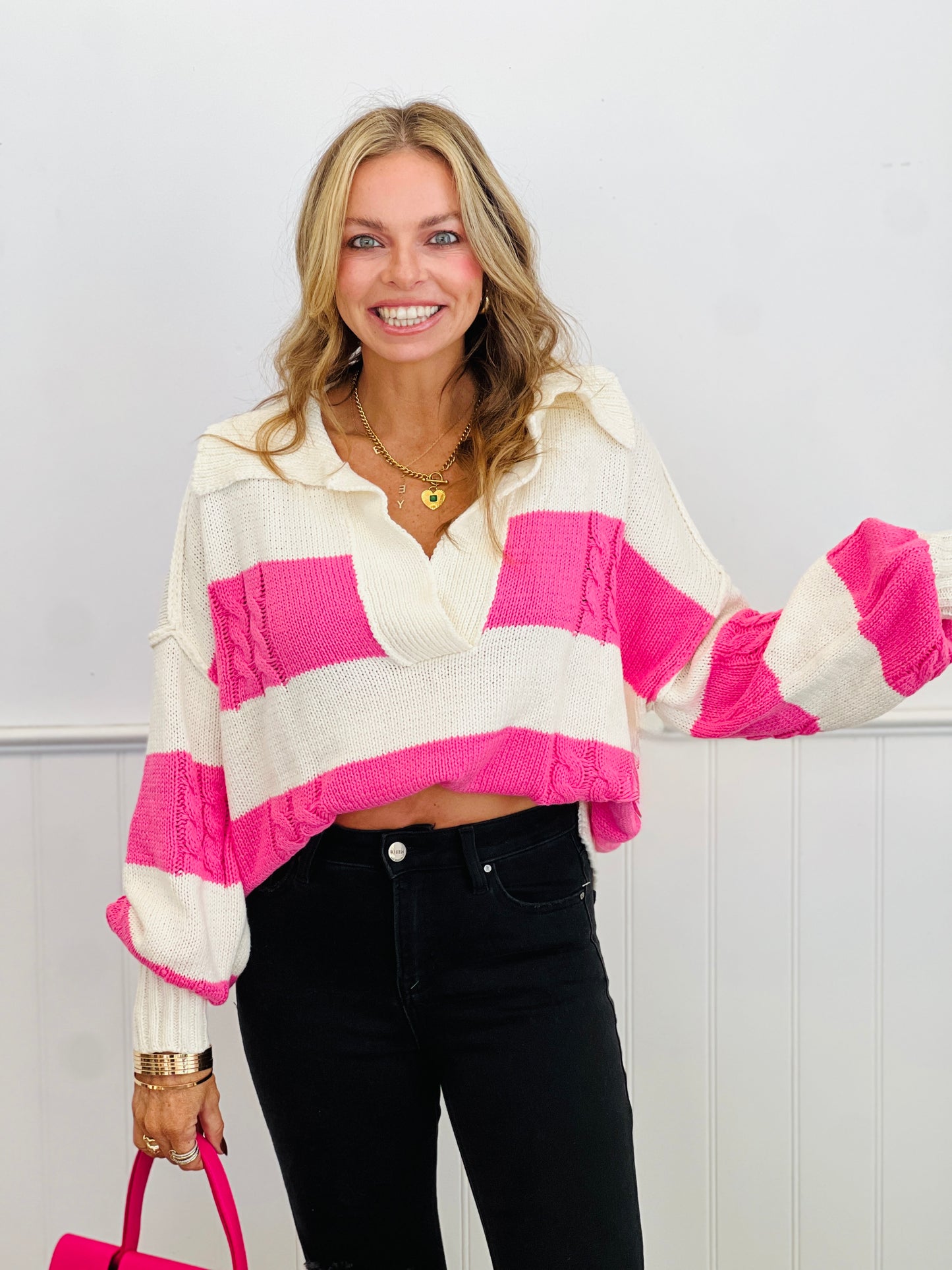 Striped Chunky Sweater Top (Reg & Plus) - 2 Colors