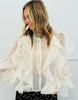 Beige Ruffle Button Down Blouse (Reg.)