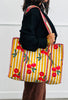 Striped Cherry Oversized Cotton Tote Bag (2 colors)
