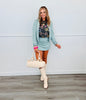 Dusty Blue Stud Detail Back Zip Skort (Reg & Plus)