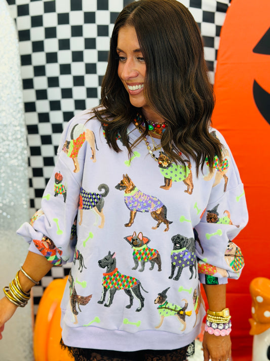 Queen Of Sparkles Lavender Halloween Dogs Sweatshirt (Reg. and Plus)