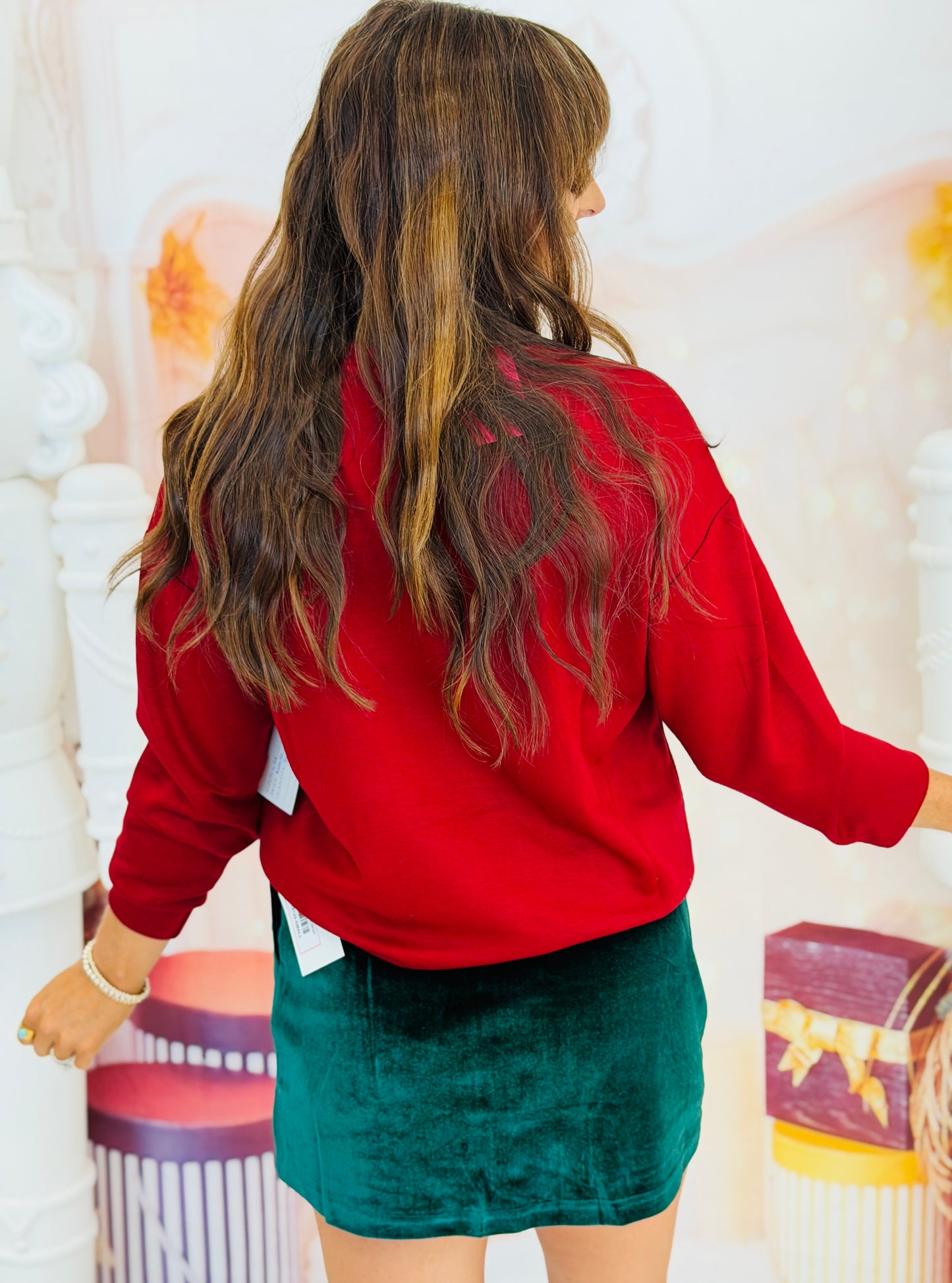 Merry Plaid Patch Luxe Pullover (Reg. and Plus)