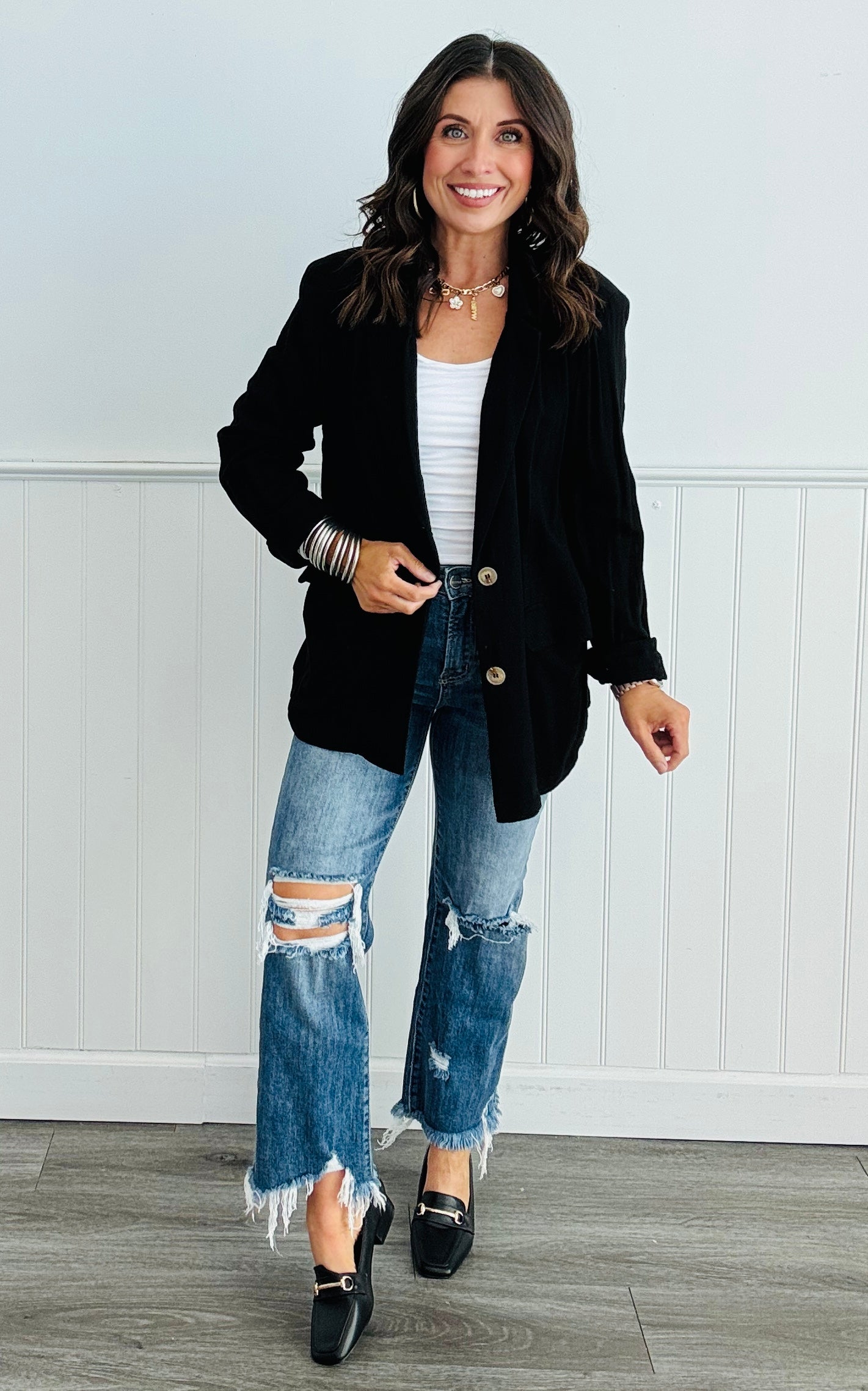 Black Linen Blazer (Reg)