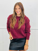 Wine Back Lace Trim Sweater Top (Reg.)