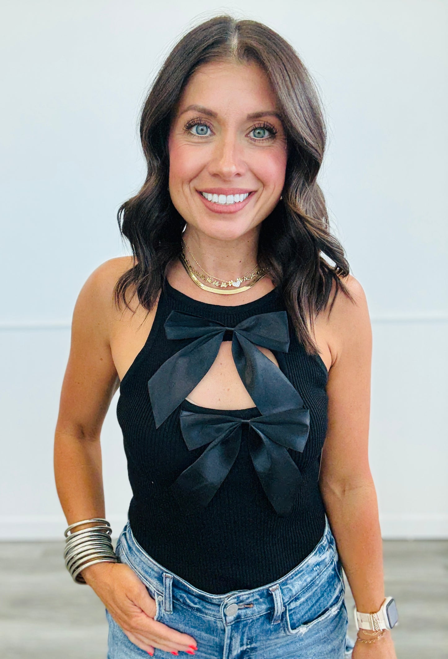 Ribbed Bow Bodysuit (Reg.) - 4 Colors