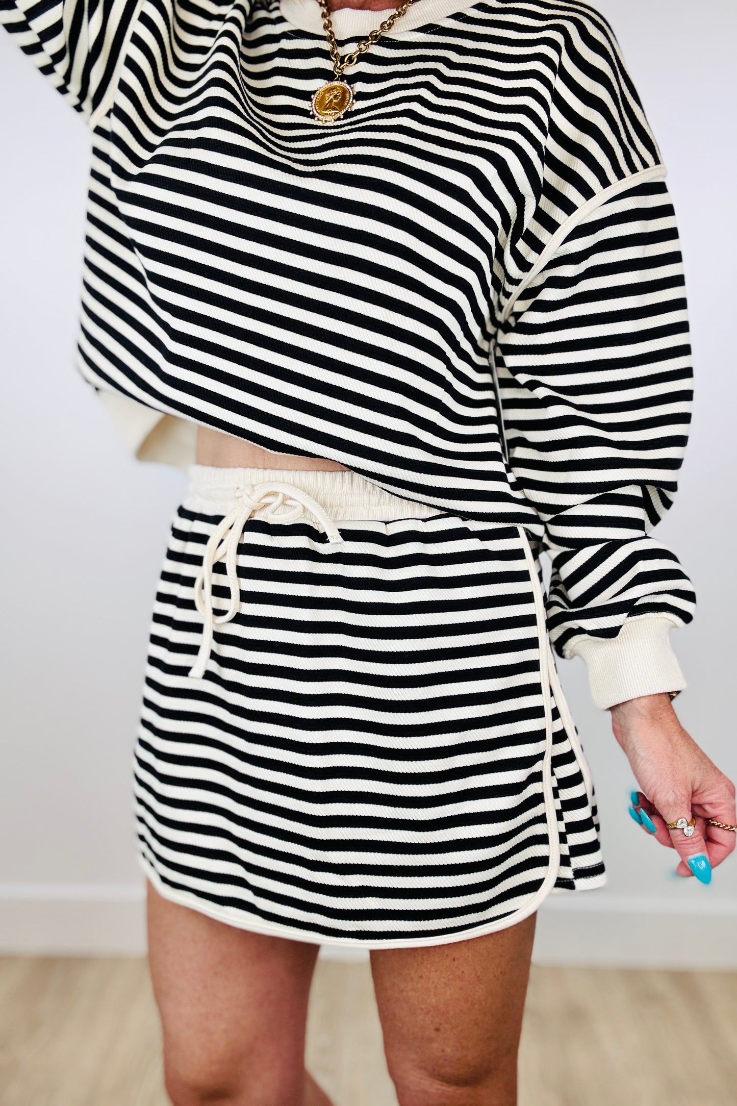 Black Stripe Knit Skort (Reg.)