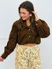 Dark Brown Gathered Hem Bomber Jacket (Reg.)