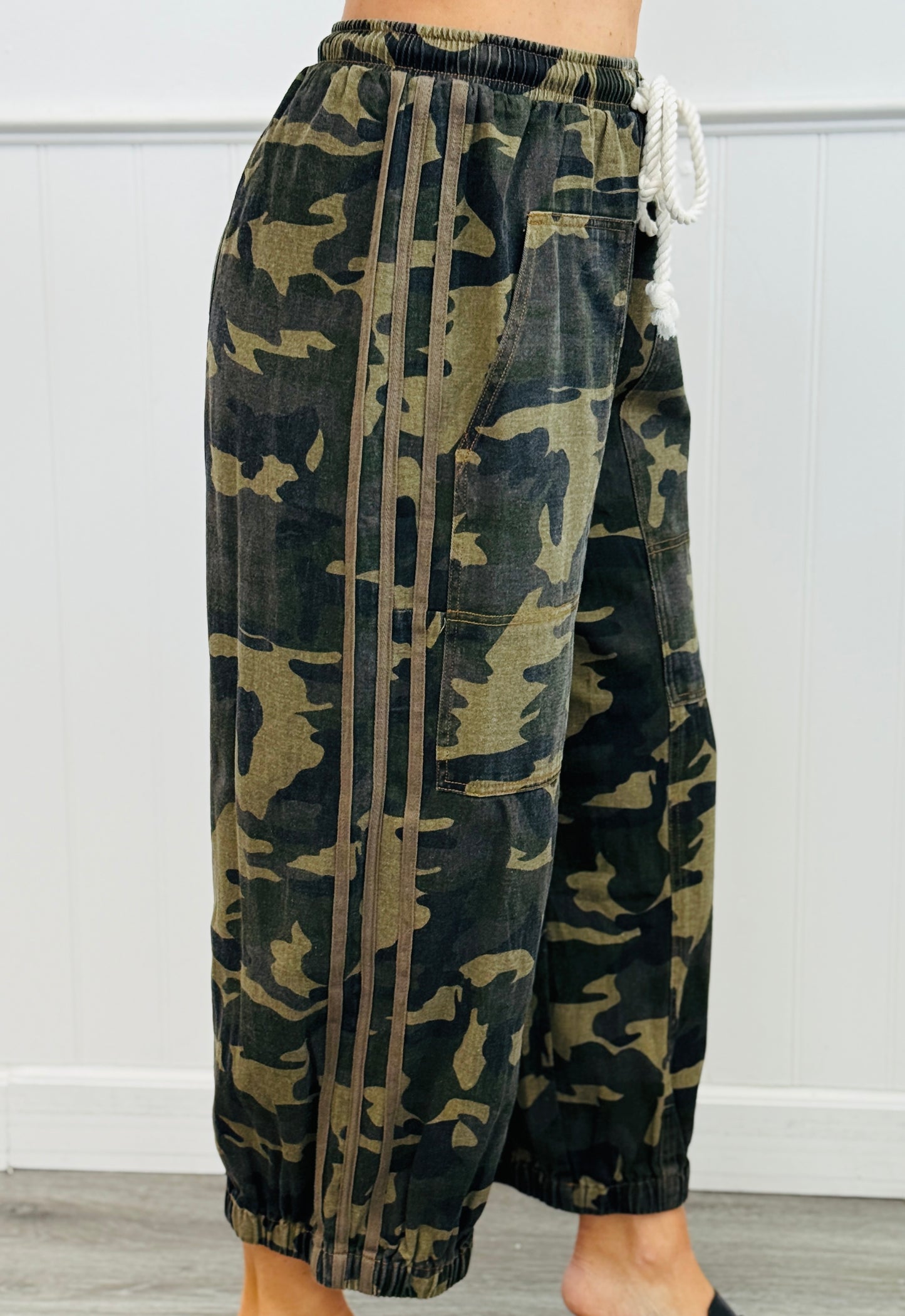 Washed Camo Side Tape Stripe Pants (Reg & Plus)