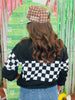 Black End Zone Checkered Pullover Top (Reg. and Plus)
