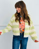 Cream/Green Stripe Button Up Sweater Cardigan (Reg.)