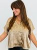 Metallic Floral Jacquard Satin Blouse (Reg. and Plus)