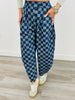 Dark Denim Checkered Barrel Pants (Reg. & Plus)