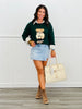 Green Hoodie Bear Graphic Sweater Top (Reg.)
