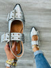 Silver Buckle It Up Slingback Flats
