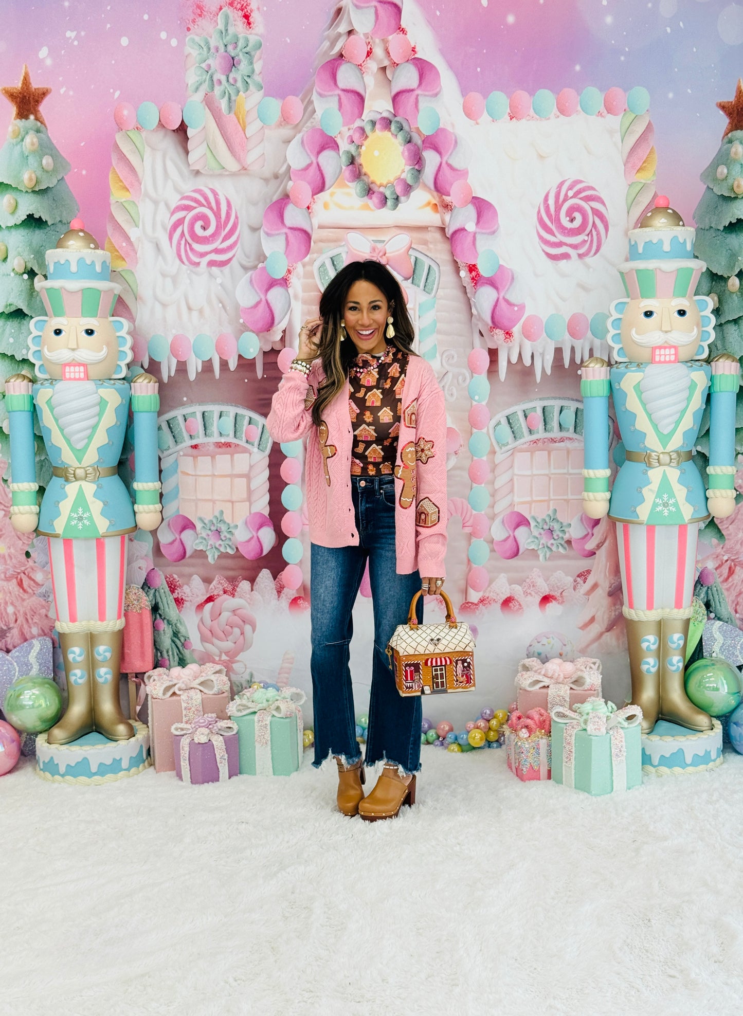 Pink Gingerbread Man Cardigan (Reg. and Plus)