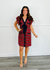 Tie Bust Red Plaid Mini Dress (Reg)