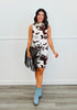 Brown Cow Print Knee Length Fitted Dress (Reg.)