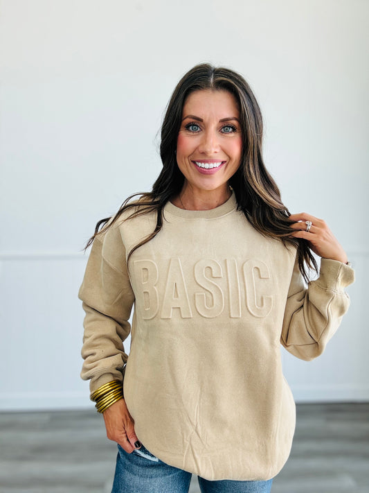 Taupe Basic Embossed Sweatshirt (Reg.)