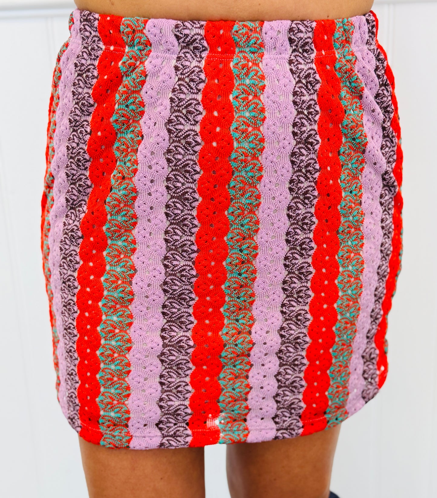 Textured Stripe Cardigan & Mini Skirt Set (Reg & Plus)