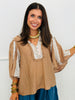 Mocha Lace Detail Blouse (Reg. and Plus)