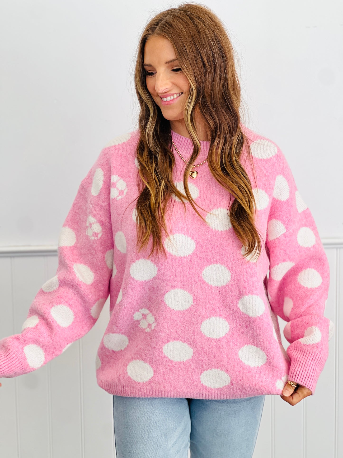 Pink Polka Dot Soccer Ball Sweater (Reg.)