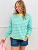Contrast Trim Striped Sweater Top (Reg.)-4 Colors
