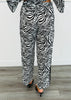 Zebra Print Lace Side Trim Pants (Reg & Plus)