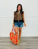 Leopard/Black Eyelet Trim Sleeveless Top (Reg.)