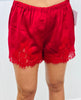 Maroon Lovely Lace Trim Silky Shorts (Reg.)
