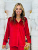 Red Sparkle Velvet Button Up Top (Reg. and Plus)