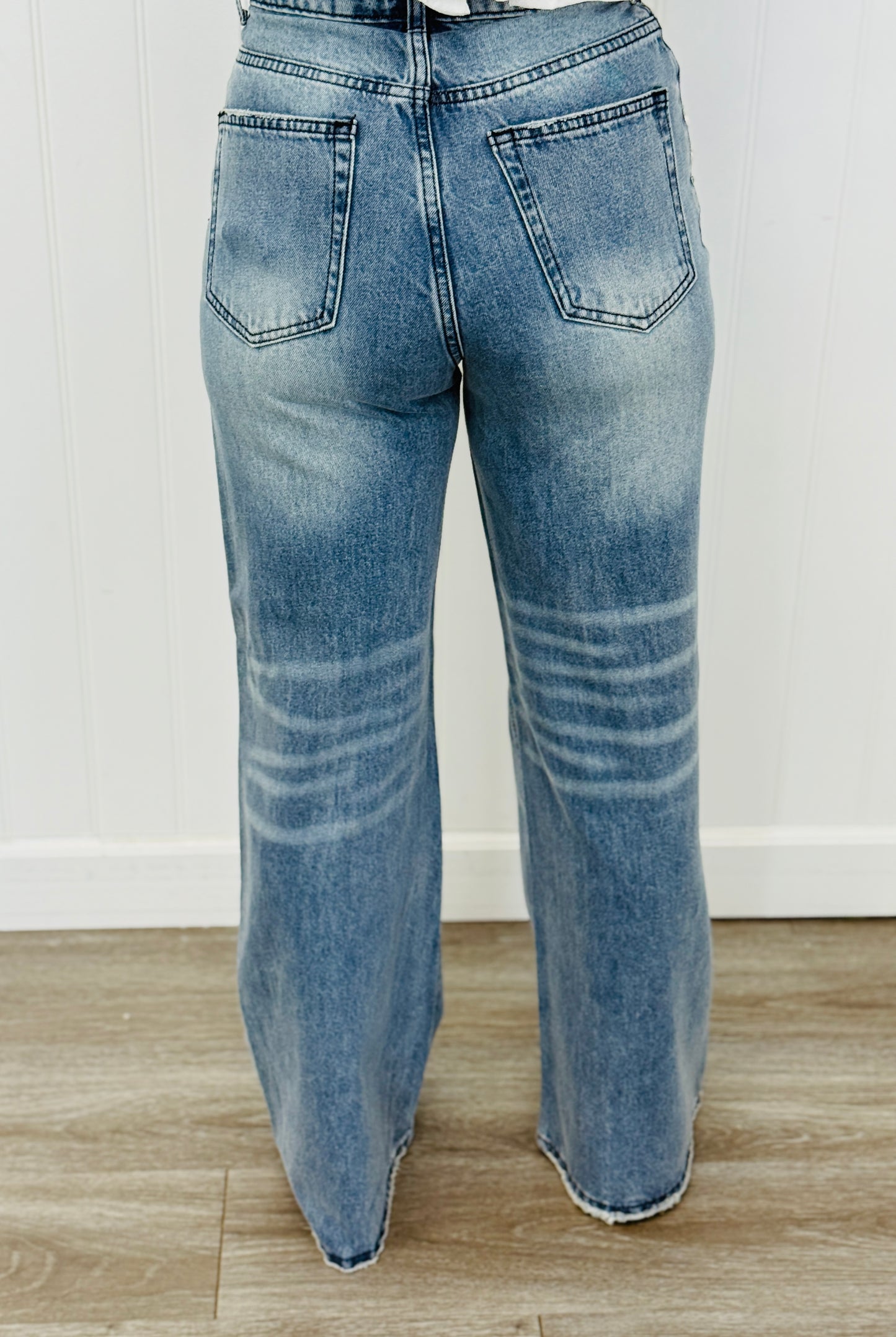 Medium Wash Rhinestone Studded Denim Jeans (Reg.)