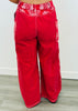 POL Red Paisley Contrast Relaxed Pants (Reg.)