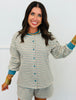 Cream Striped Long Sleeve Cardigan & Shorts Set (Reg.)