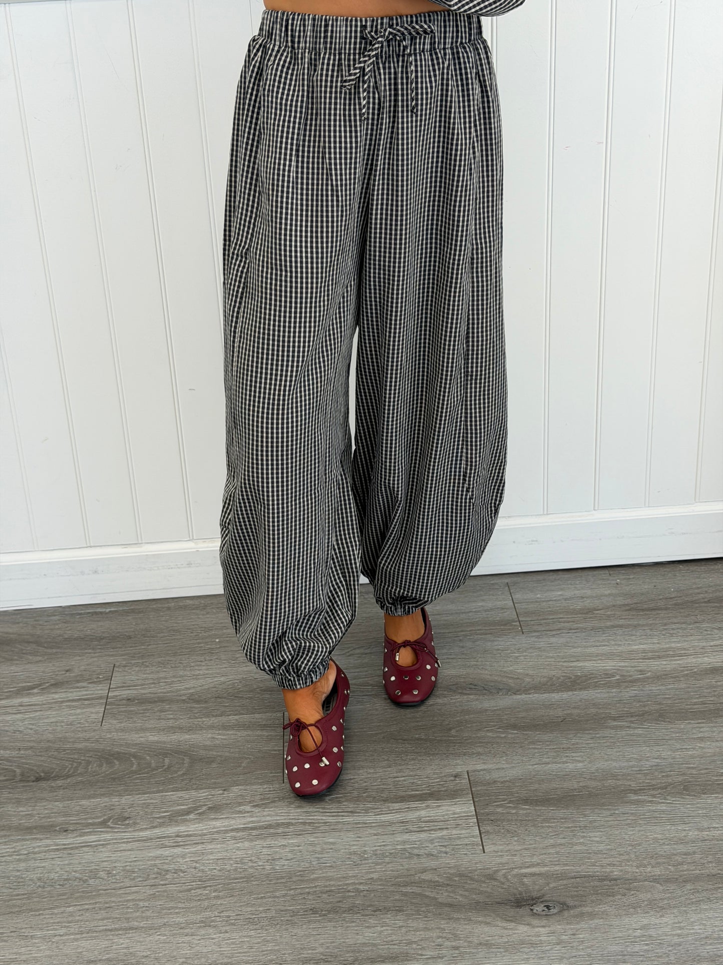 Black Plaid Bubble Top & Pants Set (Reg.)