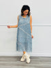 POL Deep Denim Laser Cut Midi Dress (Reg)