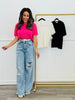 Cable Knit Short Sleeve Sweater (Reg.)-3 Colors