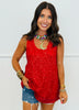 Red Sequin Sleeveless Blouse (Reg. and Plus)