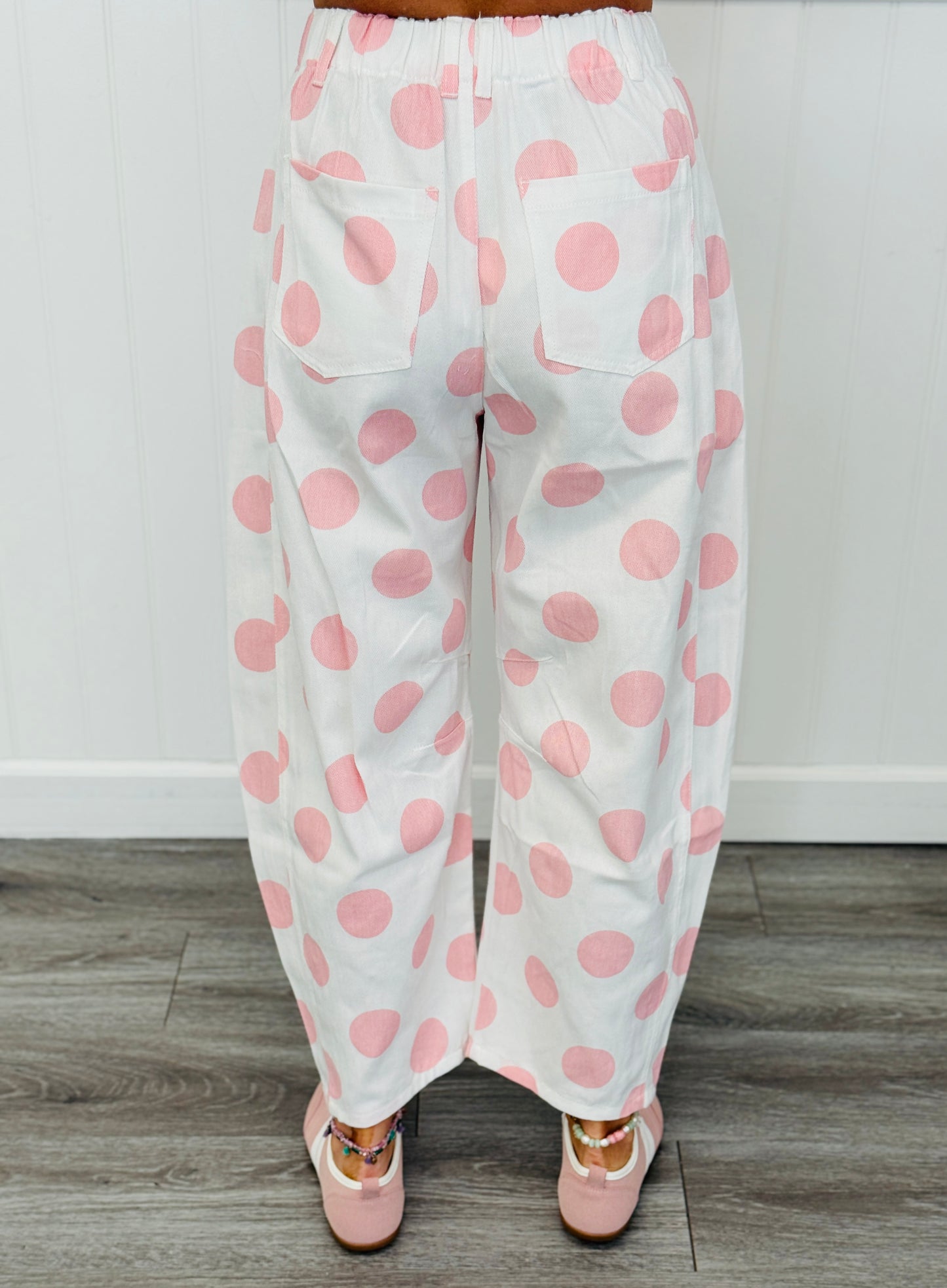 Baby Pink Polka Dot Barrel Pants (Reg & Plus)