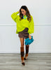 Lime Green Balloon Sleeve Blouse (Reg.)