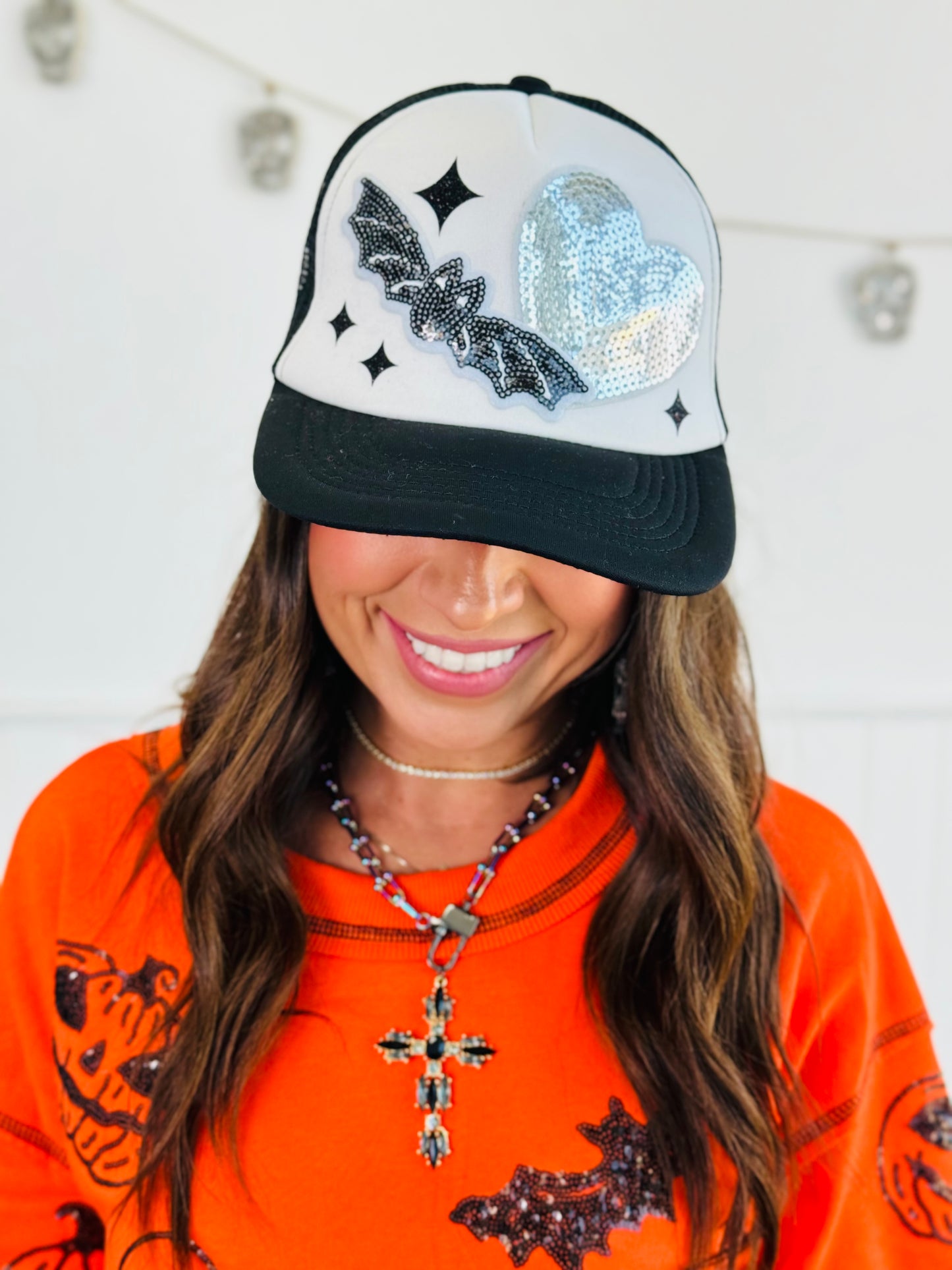 Bat Sequin Patch Trucker Hat