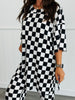 Checkered Print Top and Pants Set (Reg. and Plus)