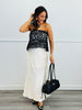 Black/Ivory Strapless Lace Overlay Satin Gown (Reg.)