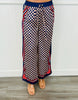 Navy Multi Square Pattern Satin Pants (Reg.)