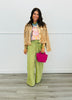 Lt Olive Striped Wide Leg Jogger Pants (Reg.)