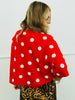 Red/Ivory Polka Dot Short Sleeve Cardigan (Reg. and Plus)