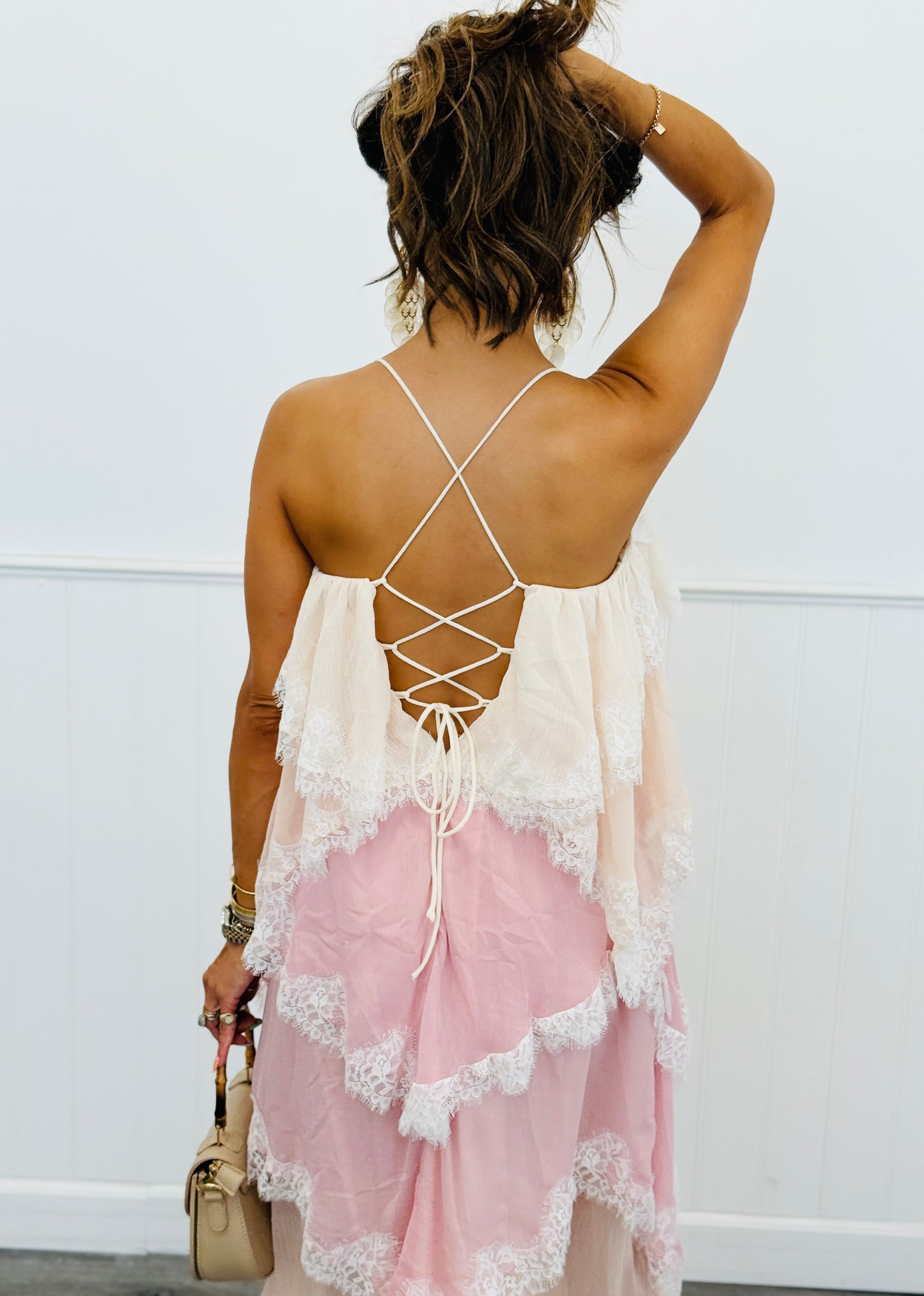 Pink Multi Lace Tiered Maxi Dress (Reg.)