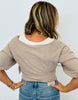 Taupe/White Tee Tank Twofer Layered Top (Reg.)