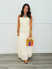 Cream Ruched Bow Back Maxi Dress (Reg.)