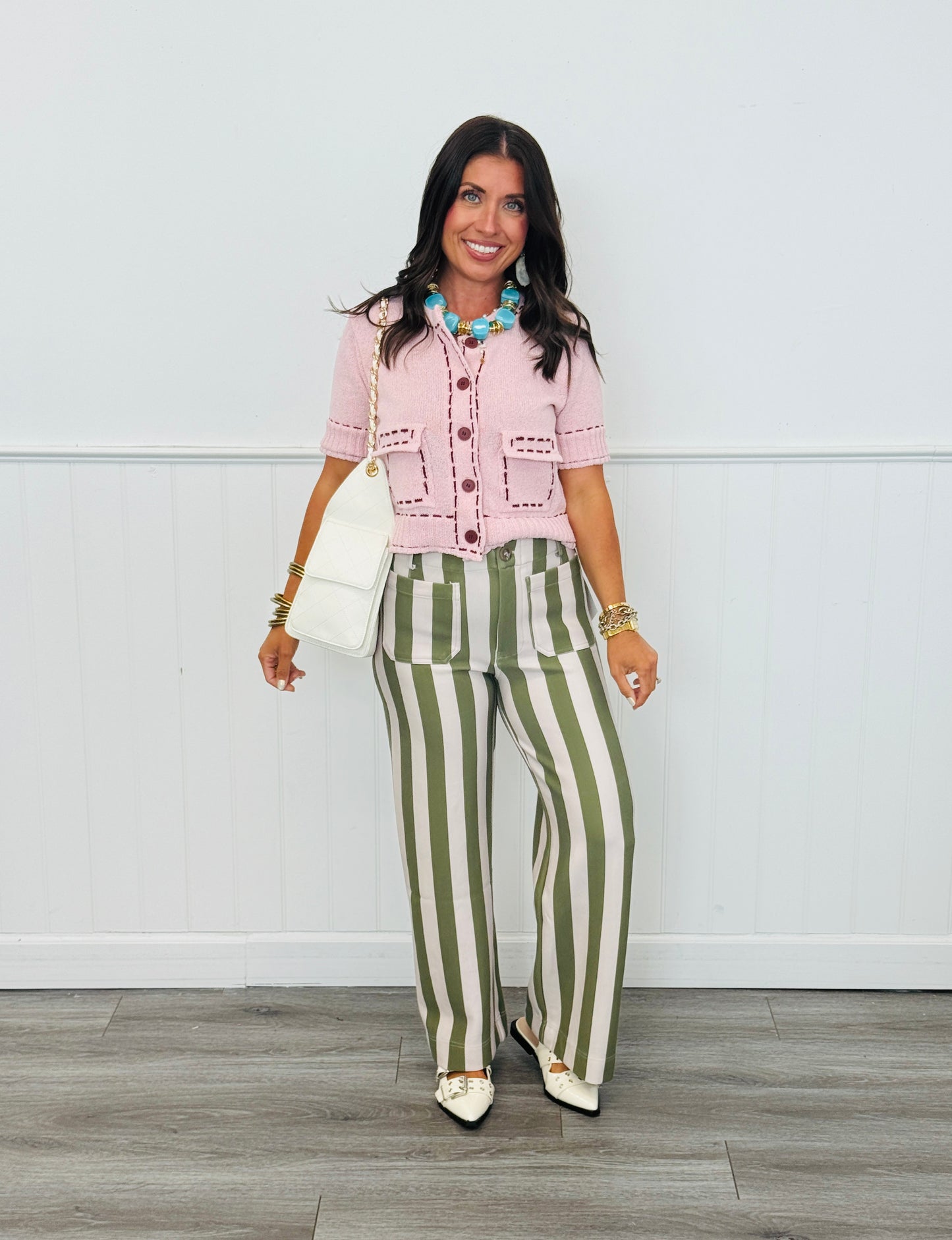 Olive Bold Stripe Ankle Pants Remix (Reg.)