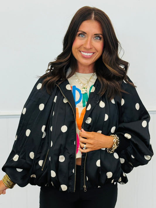 Black/Cream Polka Dot Bubble Jacket (Reg & Plus)